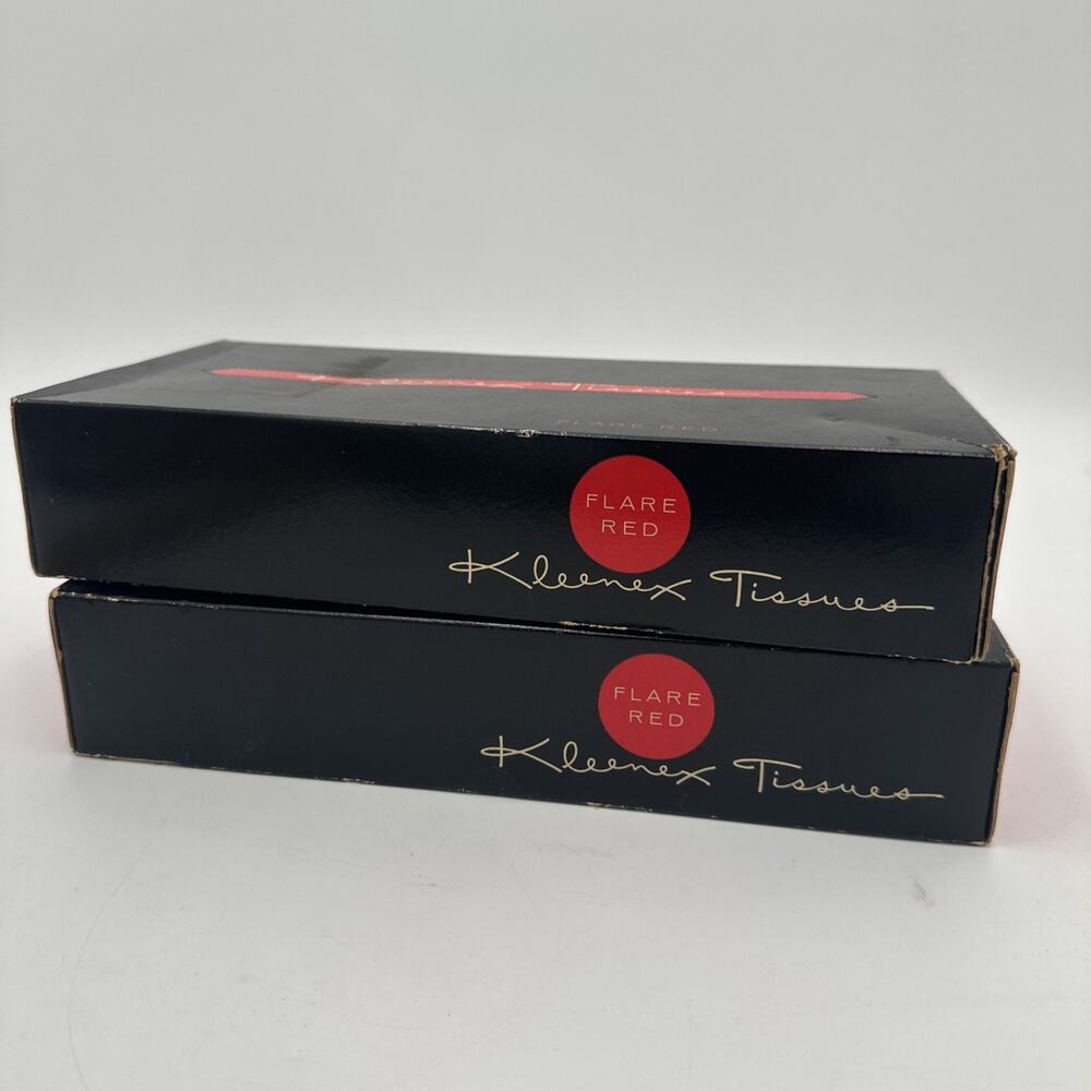2 Vintage Unopened Box of Kleenex Tissues - Red Flare Rose Pedal Shaped
